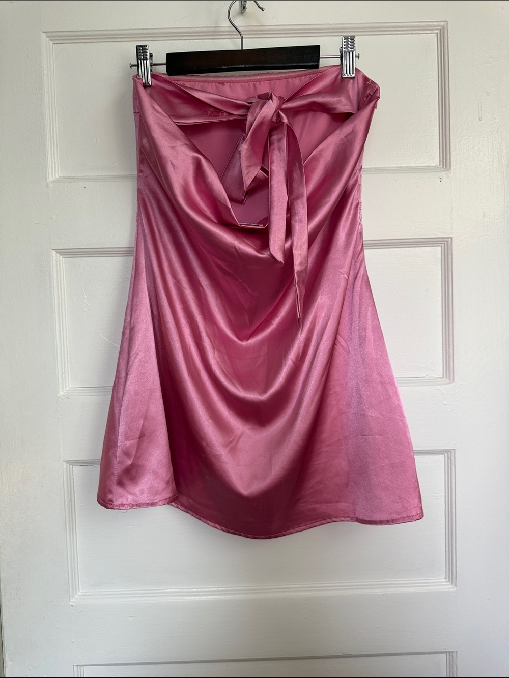 Princess Polly Shaya Strapless Pink Satin A-Line Mini Dress With Bow Back Sz 4 - Picture 8 of 13